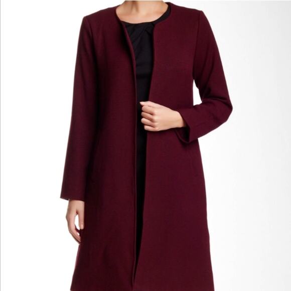 Nordstrom NWT Harlowe & Graham Purple/Wine Red Overcoat Open Jacket – Small - Picture 2 of 10